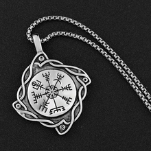 Personalizado antigo prata vegvisir vikings bússola islandesa amuleto runic nordic talismã pingente colar 2024 - compre barato