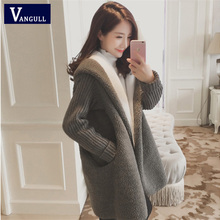 Vangull Elegant Women Hooded Fur Jacket 2019 Winter Warm Faux Lamb Cashmere Coats Autumn Long Sleeve Solid Fur Jackets Outwear 2024 - buy cheap