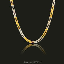 Adixyn Two Tone Chain For Men/Women Fashion Jewelry Gold Vacuum Plating Cuban Link Chain Necklace Wholesale 2024 - buy cheap