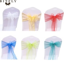 BIT.FLY 5pcs/lot Organza Wedding Chair Sashes Bow Chair Knot For Wedding Party Banquet Chairs Decorations Event Party Supplies 2024 - buy cheap