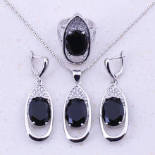 Awesome Black Imitation Crystal & AAA CZ Sterling  Jewelry Sets For Women Trendy Fashion Jewelry Free Gift Box J0016 2024 - buy cheap