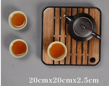 Bandeja cuadrada de madera maciza para té de kung-fu, bandeja de almacenamiento para té de imitación de cerámica, 21cm x 21cm x 2,5 cm 2024 - compra barato