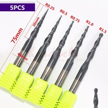 5 Models,R0.25  R0.5 R0.75 R1.0 R1.5,CNC solid carbide woodworking router bit,TiALN HRC55 tapered ball nose end mill,wood tool 2024 - buy cheap