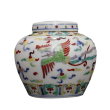 Jingdezhen ceramic storage tank tea pot hand painted blue and white flowers double phoenix wearing cloud pattern antique tin can 2024 - buy cheap
