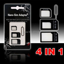 4 в 1 Nano SIM для Micro/стандартный адаптер для карт адаптеры для iPhone 5 4S 4 для iPhone5 с розничной упаковкой извлечение sim-карты Pin 2024 - купить недорого