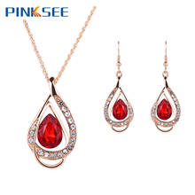 New Fashion Gold Filled Rhinestone Crystal Acrylic Geometric Water Drop Necklace Earring Jewelry Set For Women Xmas Gift 2024 - buy cheap