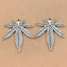 KJjewel Maple Leaf Charm Pendant Tibetan Silver Plated Jewelry DIY Making Necklace Accessories Handmade 39x34mm 5pcs/lot 2024 - buy cheap