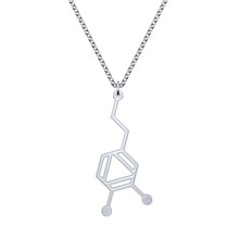 Small Dopamine Molecule necklace in Rectangle - Multipolar neuron - biology pendant - psychology  jewelry 2024 - buy cheap