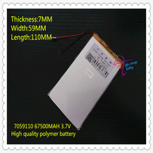 3,7 V 6750mAH 7059110 polímero ion de litio/batería Li-ion para banco de energía tableta pc dvr GPS teléfono celular MP4 altavoz 2024 - compra barato