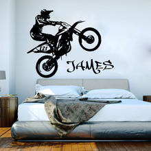 Calcomanía personalizada con nombre para pared de motocicleta, pegatina de vinilo para decoración de habitación de niños, Scooter, autociclo, suciedad 2024 - compra barato
