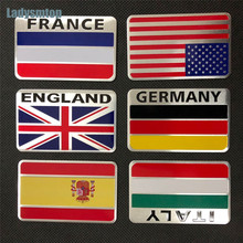 Ladysmtop 1 шт. английский Германия Италия Франция США Россия Испания Алюминиевый клей Национальный флаг автомобильные наклейки и наклейки эмблема значок 2024 - купить недорого
