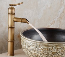 Grifo de lavabo de baño de un solo Mango, estilo de bambú, latón antiguo, grifos mezcladores anf027 2024 - compra barato