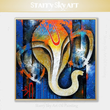 Pintura al óleo de elefante abstracto de alta calidad, pintada a mano sobre lienzo, pintura al óleo de Dios indio ganish 2024 - compra barato