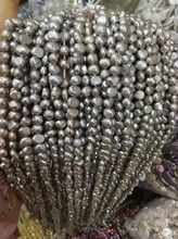 Perla Natural auténtica de 6mm, perlas sueltas de agua dulce barrocas grises, regalo artesanal, agujero de una hebra de 1mm 2024 - compra barato