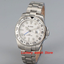 Блигера 40 мм с белым циферблатом, Светящееся Стекло saphire, белая керамическая Безель GMT, автоматическое движение, Мужская watch-BA09 2024 - купить недорого