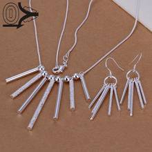 Hot Sale Silver Plated Jewelry Set,Cheap Bridal Party Sets,Simple Seven Pillars Fashion Silver Necklace Earring Two pieces 2024 - buy cheap