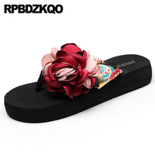 Wedge Platform Flatforms Flower Slides Large Size Flip Flop Plus Floral Print Korean Sandals Designer Shoes Lady Slipper Big 5 2024 - buy cheap