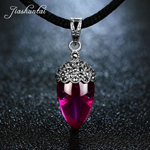 JIASHUNTAI Retro 100% 925 Silver Sterling Ruby Red Gemstone Pendant Necklace Silver Jewelry For Women Fashion 2024 - buy cheap