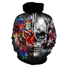 2018 New Fashion 3d skull Hoodies Men women 3d Sweatshirts Print Skulls Tiger Thin Hooded Hoodies Tracksuits Hoody Tops 2024 - buy cheap