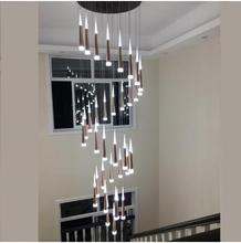 Nordic modern minimalist villa duplex building creative spiral staircase chandelier long light lamp personality European fixture 2024 - buy cheap