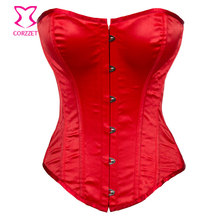 Corselet corpete vermelho de cetim feminino, corselet gótico simples e sexy, top curto, corselet para mulheres 2024 - compre barato
