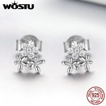 Женские серьги-пусеты WOSTU, серьги-пусеты в виде снежинок, в классическом стиле, из серебра и 925 пробы, для свадьбы, FNE030 2024 - купить недорого