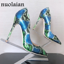 Brand Design Women Shoes Snake Printed Leather High Heels Sexy Ladies High Heel Shoes Woman Pumps Womens Wedding Shoes Femme 2024 - buy cheap