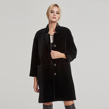 Women Shorn Sheepskin Coat Sheep Shearing Fur Coat Lamb Fur Jacket Stand-up Collar Fur Story 17142N 2024 - buy cheap