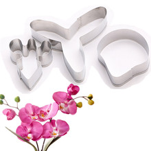 Recentes 3 pçs/set borboleta orchid flower bolo moldes acessórios de cozinha de aço inoxidável conjunto bolo cortador de fondant sugarcraft flower 2024 - compre barato