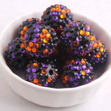 Kwoi vita Black Purple Orange Confetti 100pcs/lot 20mm Chunky  Resin Rhinestone Ball Beads for Chunky 2024 - buy cheap