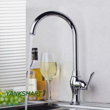 YANKSMART Modern Luxury Chrome Polished Solid Brass Basin Sink Kitchen Faucet Swivel Single Lever Rotate Deck Mounted Mixer Tap 2024 - buy cheap