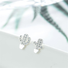 New Creative Fashion Asymmetric Potted Cactus 925 Sterling Silver Jewelry Temperament Irregular Crystal Gift Stud Earrings SE791 2024 - buy cheap