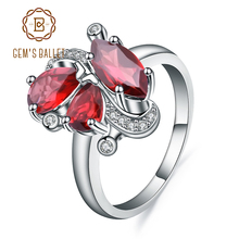 Gem's Ballet 3.15Ct Natural Red Garnet Gemstone Flower Rings 925 Sterling Silver Ring Fine Jewelry For Women Drop Shipping 2024 - buy cheap