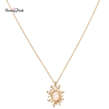 Cute Alloy Sunflower Pendant Necklace For Women Elegant Synthetic Stone Charm Necklace FashionJewelry Brief Metal Chain Necklace 2024 - buy cheap