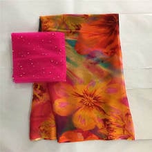 Fashion new style silk printed chiffon fabric for garment neat embroidery on the material with swiss voile lace tissu! LXF77282 2024 - buy cheap