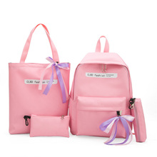 High Quality Backpack 4 Pcs/ 1 Set Bowknot Backpack Women Canvas Travel Bookbags School Bags for Teenage Girls 2024 - buy cheap