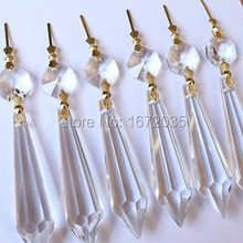 25 peças 63mm pingente de gelo + 14mm octágono contas peças de iluminação prisma de cristal para decoração de casamento faça você mesmo peças de lustre de cristal