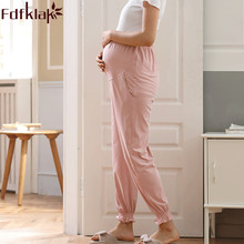 Fdfklak2018 хлопковые брюки для беременных Одежда для беременных весенне-летние Пижамные штаны для беременных Плюс Размер Штаны для беременных L-3XL F292 2024 - купить недорого