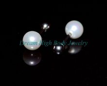 New Arrival 316L stainless steel Jewelry Pearl Earring Stud Ear Ring Nail  6mm ball 16G Bar High Quality Free Shipping 2024 - buy cheap