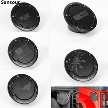 Sansour Stainless Steel Black ABS Gas Fuel Tank Cap Door Cover Fit for Jeep Wrangler 2007-2016 2024 - buy cheap