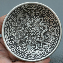 Envío Gratis recoger tibet, budismo viejo Miao plata Placa de tallar dragon phoenix suerte placa 2024 - compra barato