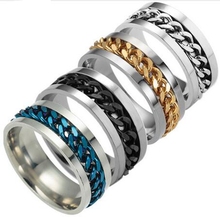 24pcs COLOR mix GOLD/SILVER/BLACK/BLUE stainless steel SPINNER rings High Level Quality Men Spin Wedding Ring Unique Jewelry 2024 - buy cheap