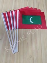KAFNIK,5pcs Maldives Hand Waving National Flag 14*21cm  Flag Free Shipping 2024 - buy cheap