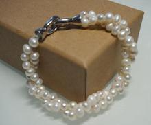 Изящный браслет-два круга жемчужный 4-5 мм жемчужный браслет, настоящий пресноводный жемчуг браслет, белый цвет, идеальные женские ювелирные изделия 2024 - купить недорого
