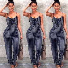 Fashion Summer Sleeveless Strappy Jumpsuit Women Sexy Party Striped Skinny Playsuits Long Pants Romper Party Wear 2024 - buy cheap