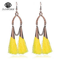 DLSHTMB 8 Colors Bohemia Long Tassels Earrings For Women Fashion Statement Dangle Earrings Ethnic Jewelry Brincos Pendientes 2024 - buy cheap