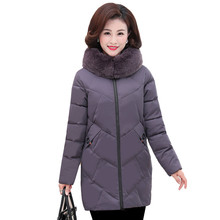 Winter women outerwear 2018 new middle-aged old mid-long female cotton jacket large size hooded fur collar ladies parkas cw503 2024 - buy cheap
