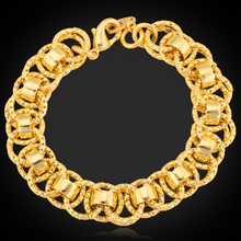 Bracelets For Women Men Jewelry Yellow Gold Color 13MM 21CM Hot Fashion Bracelets & Bangles H368 2024 - buy cheap