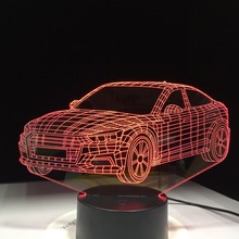 Lâmpada de led 2d acrílica 3d para carro, 7 cores, usb, touch, luzes noturnas, iluminação para casa, sala de estar, decoração, presente para crianças 2024 - compre barato