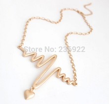 ZRM 20pcs/lot Wholesale Fashion Jewelry Heart Beat Pendant Necklace Heartbeat Statement Necklace 2024 - buy cheap